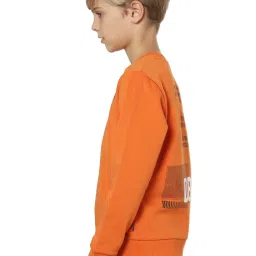 Jack & Jones Junior Burnt Orange Cotton Printed Full Sleeves Sweatshirt image 3