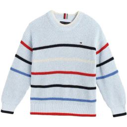 TOMMY HILFIGER Breezy Blue Heather Striped Archive Fit Pullover-picture-3