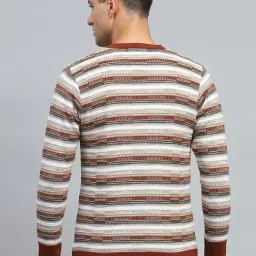 Monte Carlo Brown Regular Fit Striped Pullover image 2