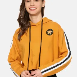 Campus Sutra Mustard Full Sleeves Hooded Sweatshirt-picture-14