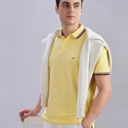TOMMY HILFIGER Yellow Regular Fit Solid T-Shirt image 3