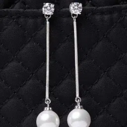 Clara 92.5 Sterling Silver Rhodium-Plated Swiss Zirconia Yua Earrings-image-71