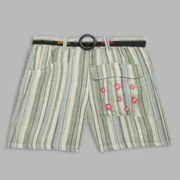 Elle Kids Olive Striped Shorts with Belt-picture-23