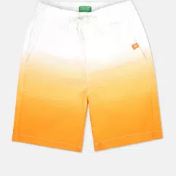 United Colors of Benetton Kids Orange & White Cotton Color Block Shorts-picture-16