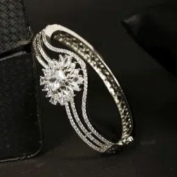 Priyaasi American Diamond Studded Square Shaped Bracelet-image-5