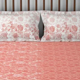 Spaces Cotton Floral Pink 132 TC Double Bedsheets image 3
