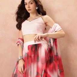 LIPS CROWN Printed Semi-Stitched Lehenga With Choli & Dupatta image 4