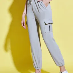 BUYNEWTREND Grey Relaxed Fit High Rise Joggers image 3