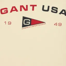 GANT Boys Typography Printed Cream Round Neck Cotton T-shirt image 4