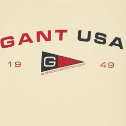 GANT Boys Typography Printed Cream Round Neck Cotton T-shirt image 3