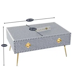 Casagold Zoey Inlay Indigo Blue Geometric Flower Coffee Table image 3