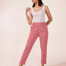 Go Colors! Pink Cotton Mid Rise Pencil Pants image 3