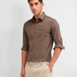 Arrow New York Brown Cotton Slim Fit Texture Shirt image 3