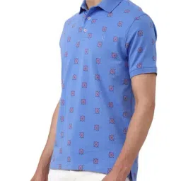 Simon Carter London Blue Printed Slim Fit Polo T-Shirt image 3