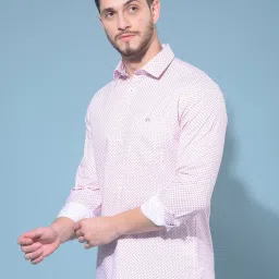 Crimsoune Club Pink Cotton Slim Fit Printed Shirt image 3