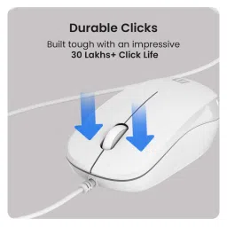 Portronics Toad 102 Wired Mouse with 3 Buttons & Clickable Scroll Wheel & 1.5m Long Cable (White) image 3