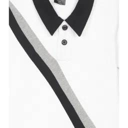 Friskers Kids White Color Block Polo T-Shirt image 3
