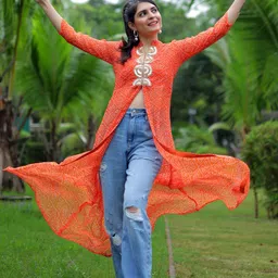 KALINI Georgette Bandhani Print Embroidery Kurta image 1