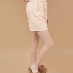 Ginger By Lifestyle Orange Cotton Regular Fit Check Shorts image 3