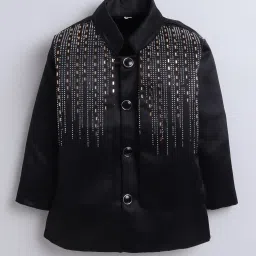 Fourfolds Kids Black Embroidery Indowestern Sets image 3