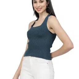 Kalt Teal Melange Cotton Top image 3