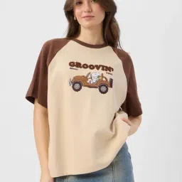 The Souled Store Off White Printed T-Shirt-image-55