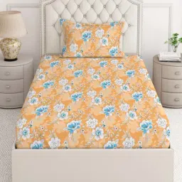Layers Tuscany Orange Cotton 104 TC Single Flat Bed Sheet With 1 Pillow Cover-image-23