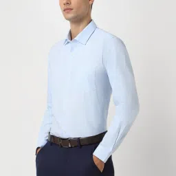 Peter England Blue Slim Fit Striped Shirt image 3