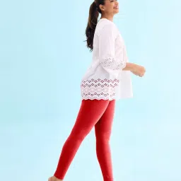 go colors! Go Colors Bright Red Solid Leggings image 3