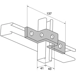 Unistrut Bracket 3 Hole Stainless Steel, 137 mm Length, suitable for 41 x 41 mm rack, P 1047 SS (Pack of 5) image 2