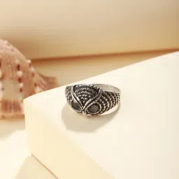 Bold by Priyaasi Black-Eyed Owl Black Casual Ring for Men-image-89