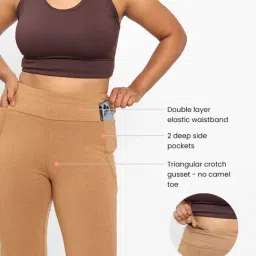 BlissClub Women Beige High Rise Polycotton Flare Pants With Four Pockets - Tall image 5