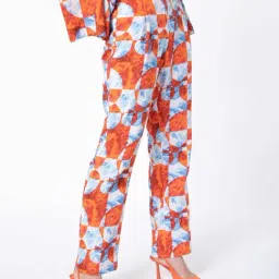 RAREISM Orange Viscose Printed Trousers image 3