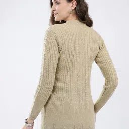 Monte Carlo Beige Blend Wool Woven Design Cardigan image 2