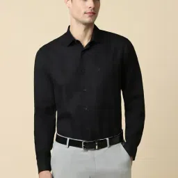Allen Solly Black Cotton Slim Fit Shirt-picture-30