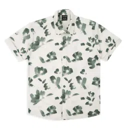 Cavio Green Cotton Comfort Printed Shirt-image-50