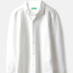United Colors Of Benetton White Cotton Regular Fit Self Pattern Shirt-picture-21