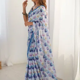 CaniBani Floral Sequinned Silk Blend Saree image 3