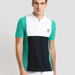 U.S. Polo Assn. Green Cotton Slim Fit Colour Block Sports Polo-picture-31