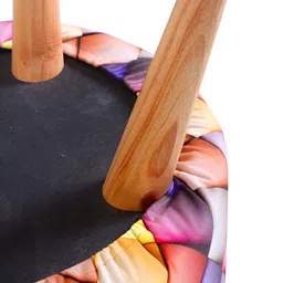 Shadowkart Blue & Red Printed Wooden Round Shaped Pouffes Ottomans image 2