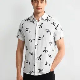 U.S. Polo Assn. White Slim Fit Floral Print Shirt-picture-36