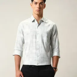 Arrow Green Cotton Slim Fit Geometric Shirt-image-61