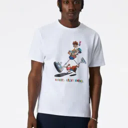 New Balance White Comfort Fit Graphic Print Cotton Sports T-Shirt-picture-19