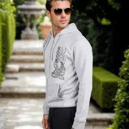 celio* Heather Grey Embroidery Regular Fit Cotton Hooded Sweatshirt-image-1