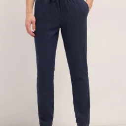 The Bear House Blue Solid Slim Fit Trousers-image-68