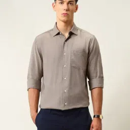 Arrow Brown Cotton Regular Fit Self Pattern Shirt image 4