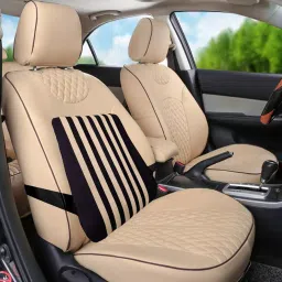 Auto Pearl Beige & Brown Wooden Bead Car Seating Pad for Ford Figo image 5