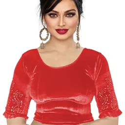 PU FASHION Women Velvet Saree Blouse-picture-30