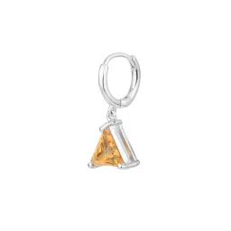Carlton London Rhodium Plated CZ Citrine Triangular Hoop Earring image 3