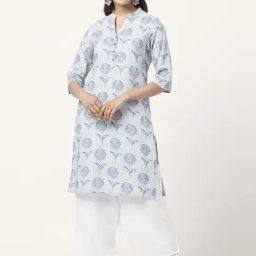 Rangmanch by Pantaloons Blue Cotton Printed Straight Kurta-picture-34